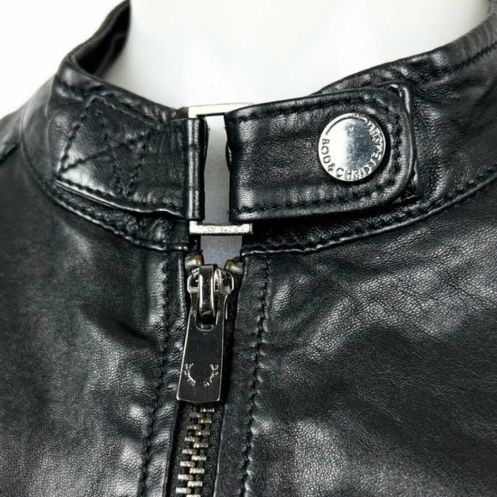Bod & Christensen Diamond Quilted Shoulder Leather Moto Jacket Large - Picture 8 of 13